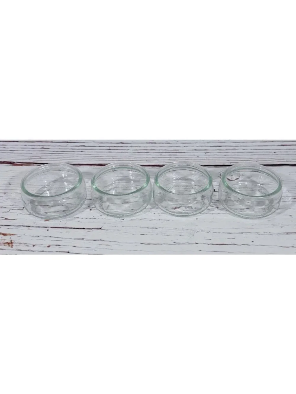 Clear Glass Dessert Ramekins Round Bowls 3.25” Set of 4 Condiments Or Prep Gü